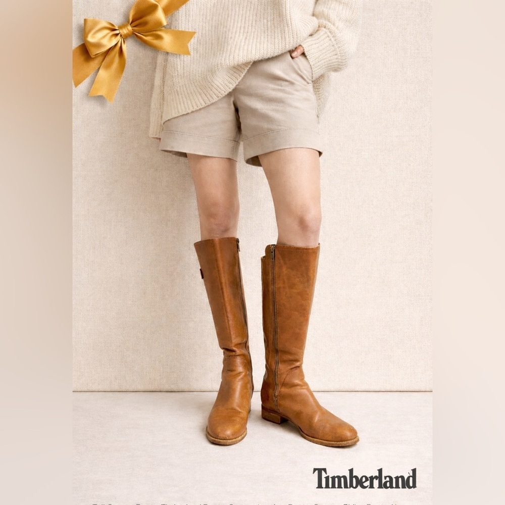 Timberland Gripstick Cognac Leather Knee High Boots 95